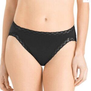 Hanes Soft Stretch Lace Trim Brief Underwear Black Cotton Medium